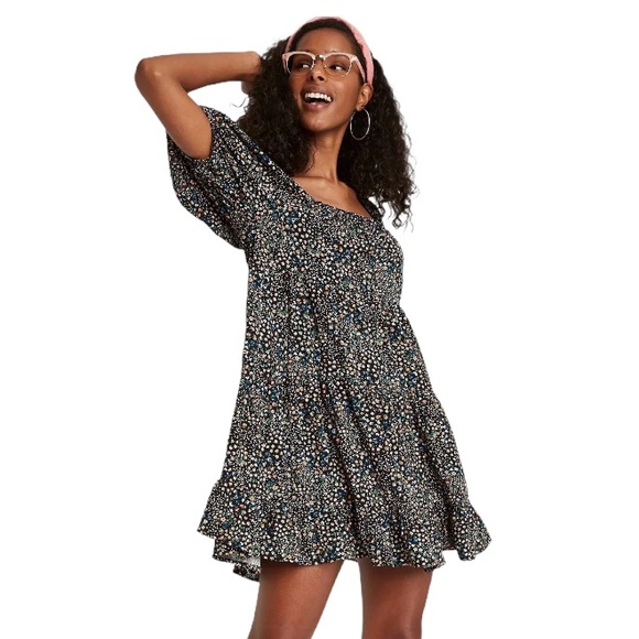 Wild Fable Ruffled Floral Babydoll Mini Dress Black - Picture 10 of 10